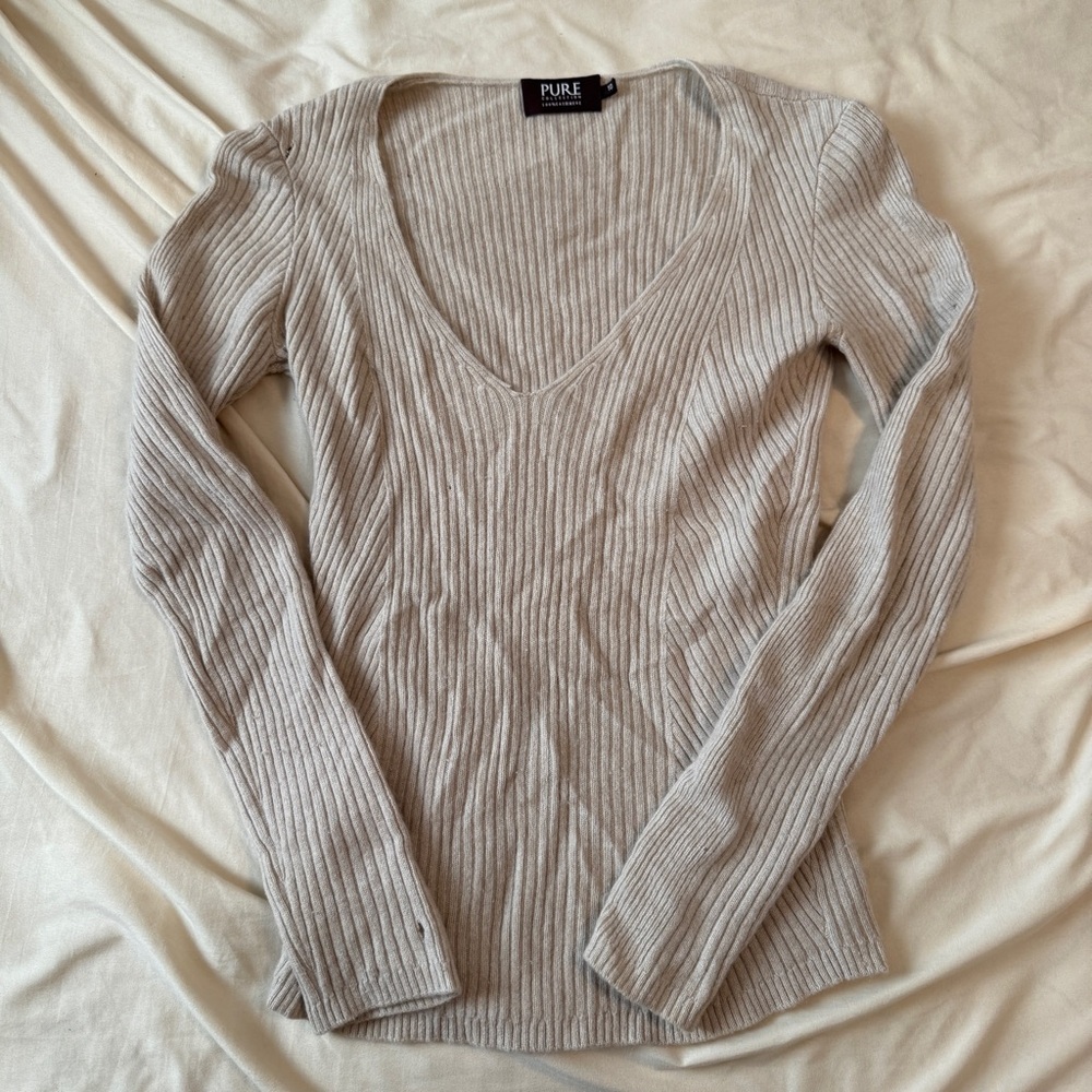 PURE Ribbed V-Neck Sweater